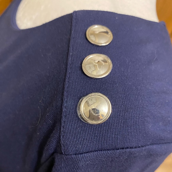 White House Black Market Navy LS Knit A-line w/btns Long Sleeve Dress 12 NWT - Picture 4 of 11